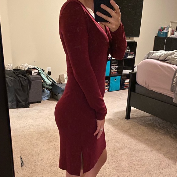SOLD!!! Burgundy Long Sleeve Dress - Picture 8 of 8